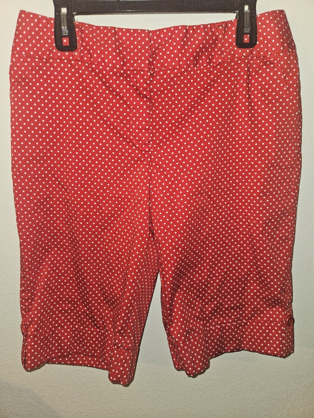 Cato Womans Red Polka Dot Bermuda Shorts Size 14